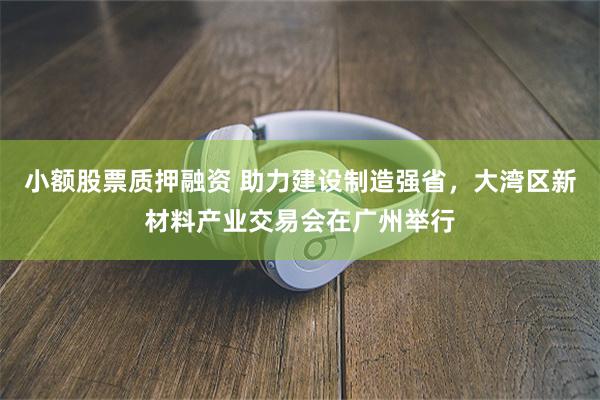 小额股票质押融资 助力建设制造强省，大湾区新材料产业交易会在