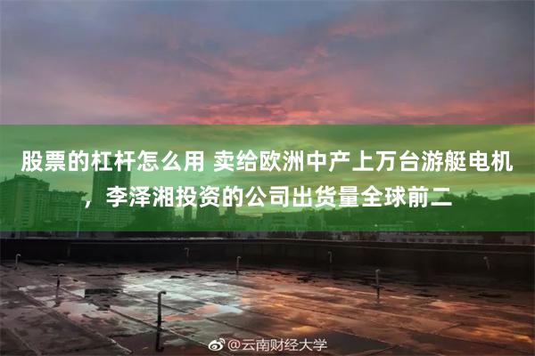 股票的杠杆怎么用 卖给欧洲中产上万台游艇电机，李泽湘投资的公